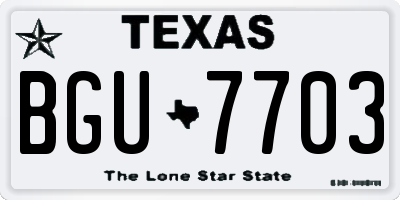 TX license plate BGU7703