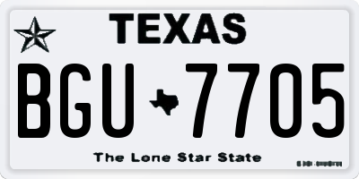 TX license plate BGU7705