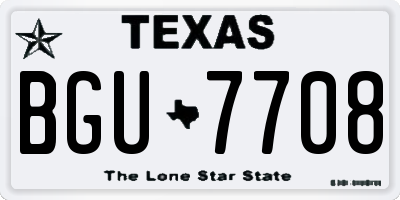 TX license plate BGU7708