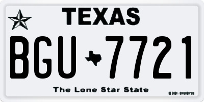 TX license plate BGU7721