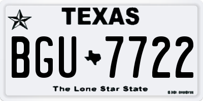 TX license plate BGU7722