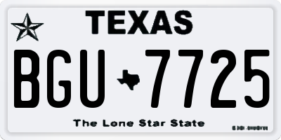 TX license plate BGU7725