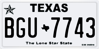 TX license plate BGU7743