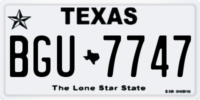 TX license plate BGU7747