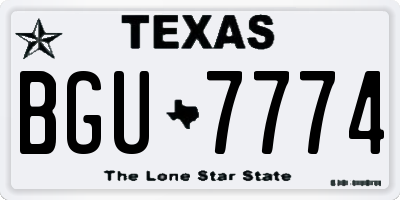 TX license plate BGU7774