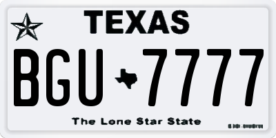 TX license plate BGU7777