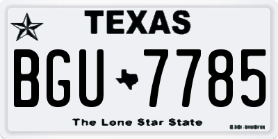TX license plate BGU7785