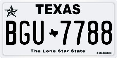 TX license plate BGU7788