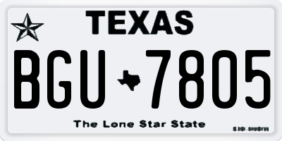TX license plate BGU7805
