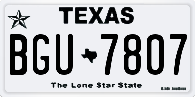 TX license plate BGU7807