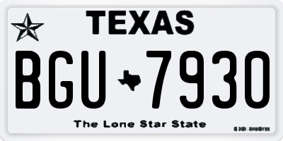 TX license plate BGU7930