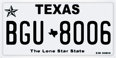 TX license plate BGU8006
