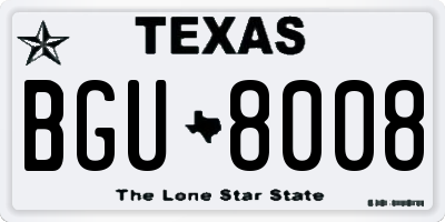 TX license plate BGU8008