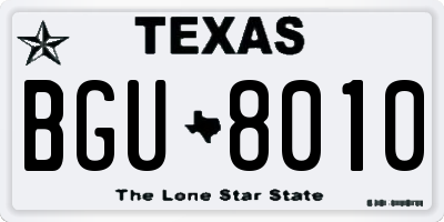 TX license plate BGU8010