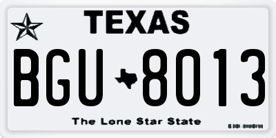 TX license plate BGU8013