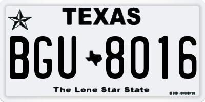 TX license plate BGU8016