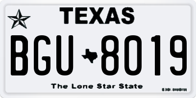 TX license plate BGU8019