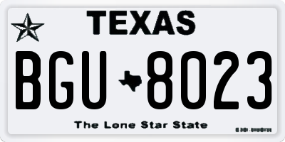 TX license plate BGU8023