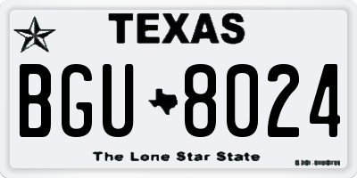 TX license plate BGU8024