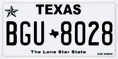 TX license plate BGU8028