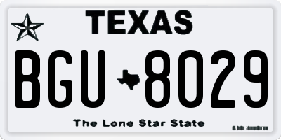 TX license plate BGU8029