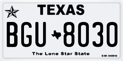 TX license plate BGU8030