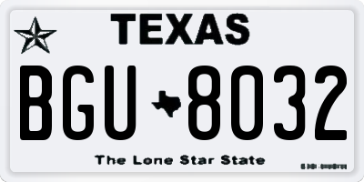 TX license plate BGU8032