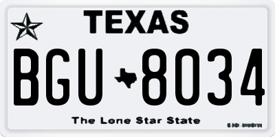 TX license plate BGU8034
