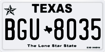 TX license plate BGU8035