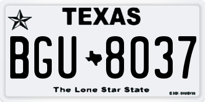 TX license plate BGU8037