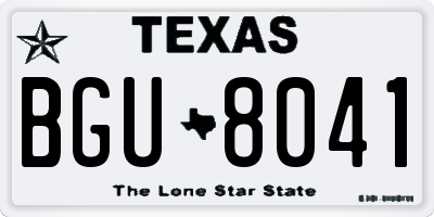TX license plate BGU8041