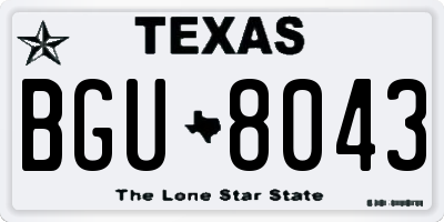 TX license plate BGU8043