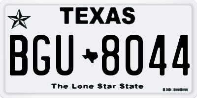 TX license plate BGU8044