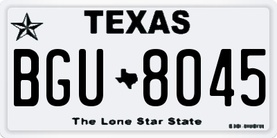TX license plate BGU8045