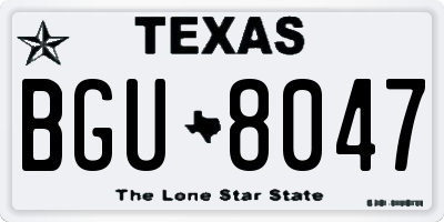 TX license plate BGU8047