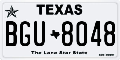 TX license plate BGU8048