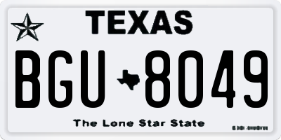 TX license plate BGU8049