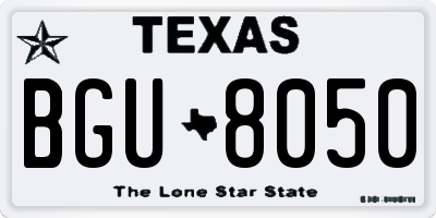 TX license plate BGU8050