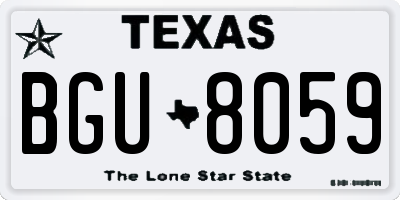 TX license plate BGU8059