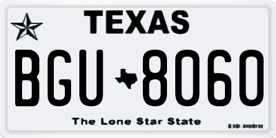 TX license plate BGU8060