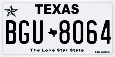 TX license plate BGU8064