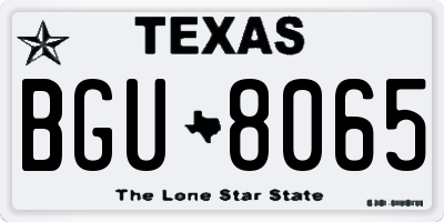 TX license plate BGU8065