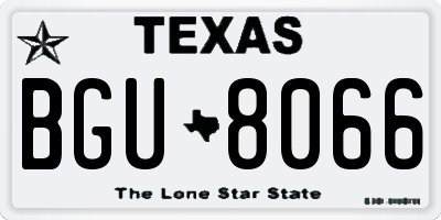 TX license plate BGU8066
