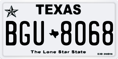 TX license plate BGU8068