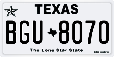 TX license plate BGU8070