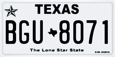 TX license plate BGU8071