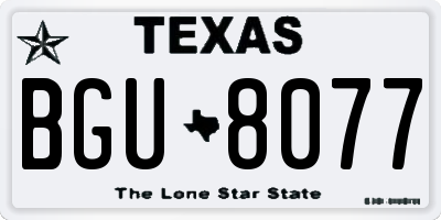 TX license plate BGU8077