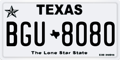 TX license plate BGU8080