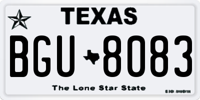 TX license plate BGU8083