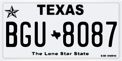 TX license plate BGU8087